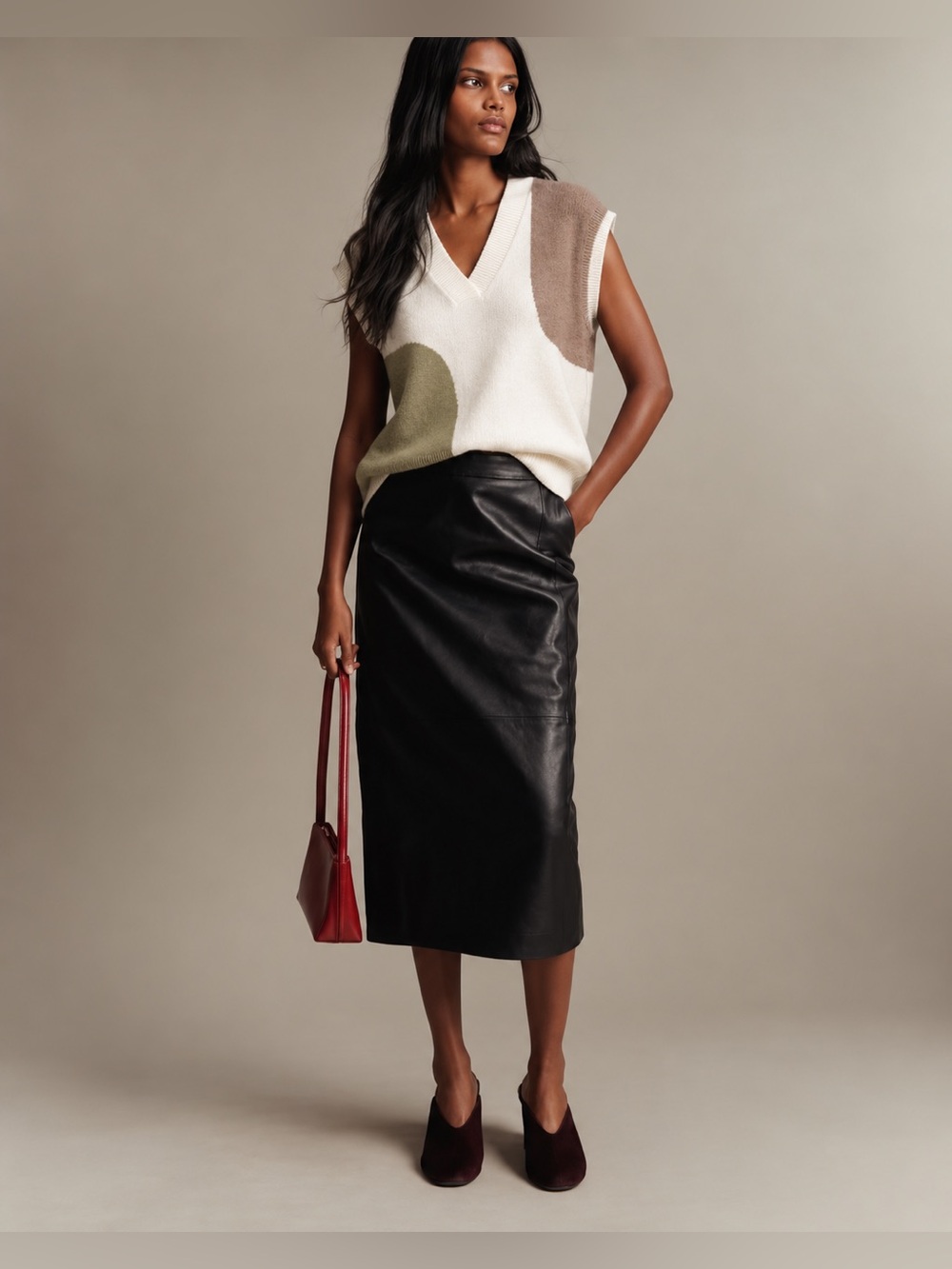 Vila Milano White Colorblock V‑Neck Sweater Vest